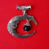 Black Tourmaline  and Moon Face, Pendant